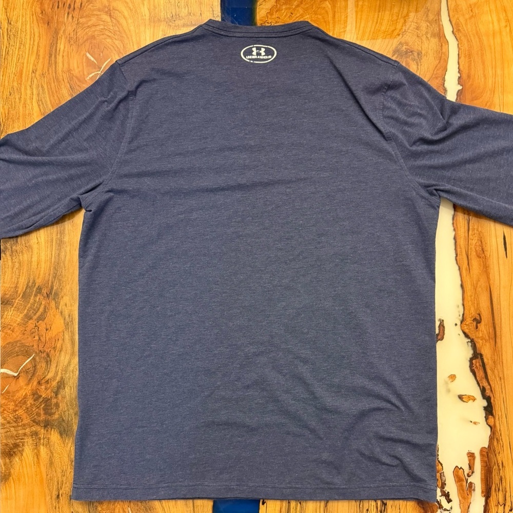 Under Armour HeatGear Long Sleeve Shirt Men LG Loose Navy Athletic Logo - Picture 6 of 7